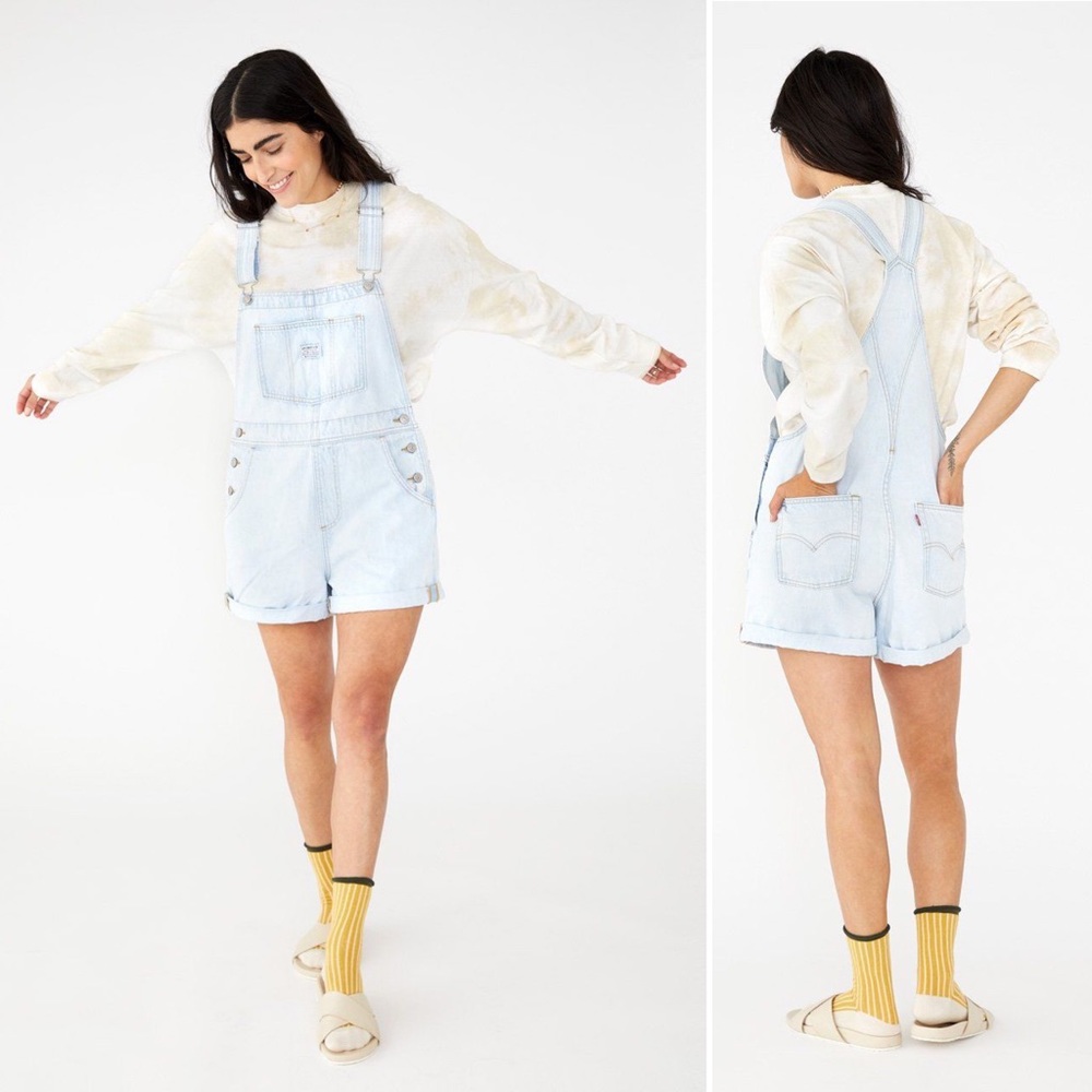 Levi's Womens Size XL Light Wash Caught Napping Vintage Shortalls Overalls
